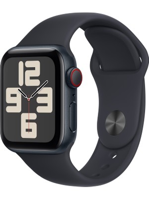 Apple Watch SE GPS + Cellular, 40 mm Gece Yarısı Alüminyum Kasa ve Gece Yarısı Spor Kordon - S/M