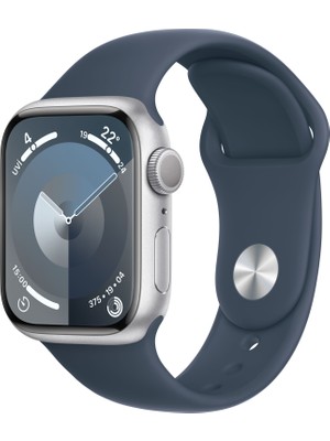 Apple Watch Seri 9 Gps 41MM Gümüş Rengi Alüminyum Kasa Spor Kordon - M/l MR913TU/A
