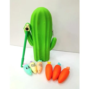 Çilek Home Avm Çilekhomeavm  Silikon Kaktüs  Kalemlik-Havuç Fosforlu Kalem -Avakado Jel Kalem Seti Highlighter  Set