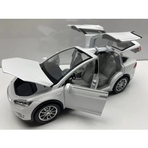Tesla Model x Diecast Metal Araba Model Araba 1:22 Sesli Işıklı Kaput Bagaj Kapılar Açılabilen Tesla