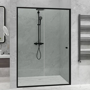 Tek Ön Cephe Duşakabin 1 Sabit 1 Kayar 5 mm Temperli Cam Siyah 135 cm Genişlik 188 cm H