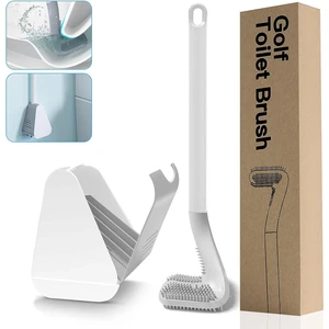 Esinti Asılı Golf Silikon Tuvalet Fırçası, Tutuculu Silikon Tuvalet Fırçası Banyo Tuvalet Fırçası Için Hızlı Kuru Tuvalet Fırçası Ve Tutucu Seti [Beyaz] (Yurt Dışından)