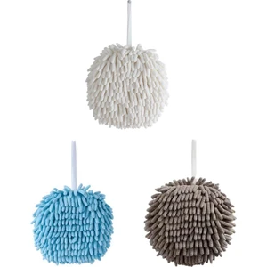 3 Adet Banyo El Havlusu Şönil Asma El Havlusu Topu Mikrofiber Kabarık Emici Yumuşak Küçük Banyo Havlusu Döngüler Ile (Yurt Dışından)