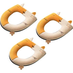 3pcs Banyo Klozet Kapağı Sevimli Kedi, Yumuşak Kalın Isıtıcı Yıkanabilir Kumaş Fermuarlı Klozet Pedleri (Yurt Dışından)