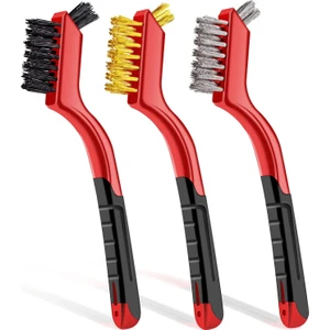 Tel Fırça Seti 3 Adet Naylon / Pirinç / Paslanmaz Çelik Kıllı Fırçalar Kir, Kaynak Cürufu, Pas Için Kavisli Saplı Mini Tel Temizleme Fırçası, Derin Temizleme Ile (7 Inç) (Yurt Dışından)