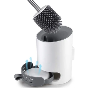 Silikon Tutuculu Tuvalet Fırçası Duvara Monte Dik Tuvalet Fırçası Seti Paslanmaz Çelik Uzun Saplı Tuvalet Fırçası Ve Çabuk Kuruyan Tutucu Seti (Yurt Dışından)