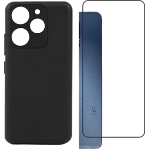 Tecno Spark 10 Pro Uyumlu Kılıf Esnek Silikon Telefon Kılıfı ve Temperli Cam Ekran Koruyucu