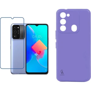 Tecno Spark 8c Uyumlu Kılıf Esnek Silikon Telefon Kılıfı ve Temperli Cam Ekran Koruyucu