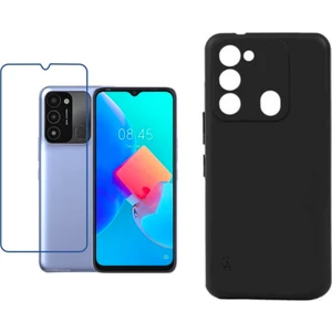 Tecno Spark 8c Uyumlu Kılıf Esnek Silikon Telefon Kılıfı ve Temperli Cam Ekran Koruyucu
