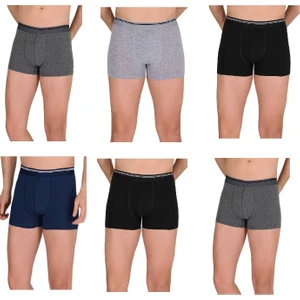 1097 Erkek Boxer Elastan Likralı Koyu Renkli - 6'lı Paket