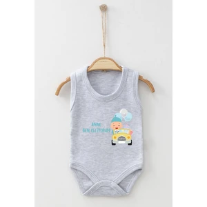 Ada Bebek Çocuk Adabebek  Pamuk Organik Anne Ben Geliyorum Askılı Badi Bebek Zıbın