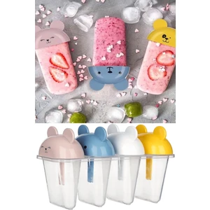 Snowy Ice Cream - Kolay Şekillendirici  Dondurma Kabı 4lü Çocuk Meybuz Dondurma Kalıbı Saklama Kabı