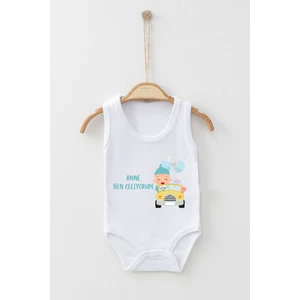 Ada Bebek Çocuk Adabebek  Pamuk Organik Anne Ben Geliyorum Askılı Badi Bebek Zıbın