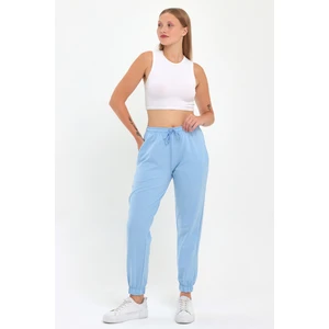 Kadın Açık Mavi Paçası Lastikli Basic Jogger Örme Eşofman Altı