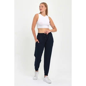 Kadın Lacivert Paçası Lastikli Basic Jogger Örme Eşofman Altı