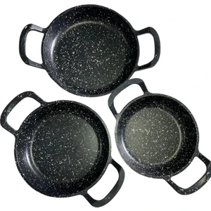3'lü Set Döküm Siyah Granit Sahan Tava 22CM-20CM-18CM