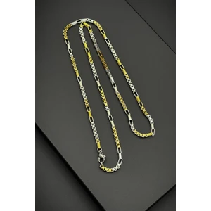 Frnch 316L Çelik Italyan Model Altın-Gümüş Renk Erkek Kolye FRJ30666-766-AG