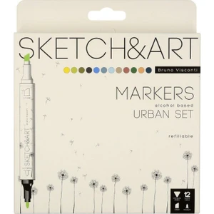 Bruno Visconti "sketch & Art" Çift Taraflı Marker Kalem 12 Renk-Mimari
