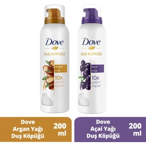 Köpük Duş Jeli Argan Yağı 200 ml x1 + Dove Duş Köpüğü Açai Yağı 200ml x1