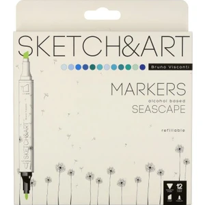 Bruno Visconti "sketch & Art" Çift Taraflı Marker Kalem 12 Renk-Deniz