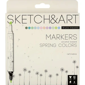 Bruno Visconti "sketch & Art" Çift Taraflı Marker Kalem 12 Renk-Bahar Peyzajı