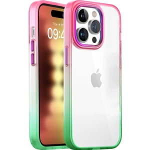 Buff iPhone 15 Pro Air Bumper Rainbow Kılıf Pink Green