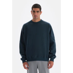 Petrol Mavi Dikiş Detaylı Sweatshırt