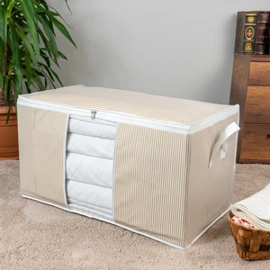 Büyük Boy Pencereli Çizgi Desen Baskılı Yastık Yorgan Düzenleyici Hurç 75X40X40 cm