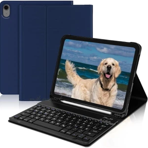 M.TK Moveteck Apple Ipad Air 4 ve 5 Nesil 10.9 Inç Tablet Klavyeli Kılıf Bluetoot Özellikli Kalem Bölmeli Standlı Manyetik Klavye