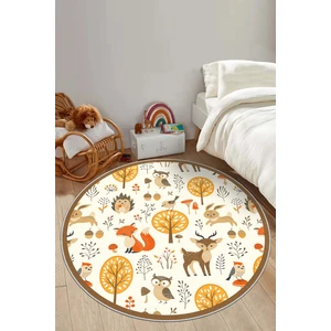 West Home Makinede Yıkanabilir Kaymaz Taban Leke Tutmaz Kahverengi Bebek ve Çocuk Odası Halısı