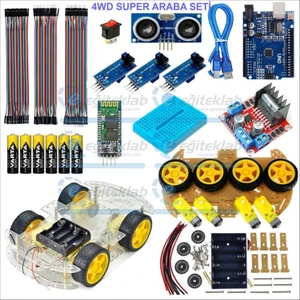 4WD Çizgi Izleyen Bluetooth (Telefon) Kontrollü Araç Kiti (Demonte)