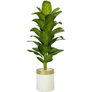 Difenbahya Ağacı 160CM Krem Gold Metal Saksıda