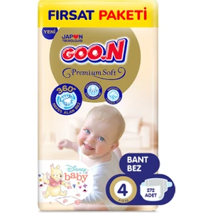 Goo.n Premium Soft 4 Numara Süper Yumuşak Bant Bebek Bezi Fırsat Paketi - 272 Adet
