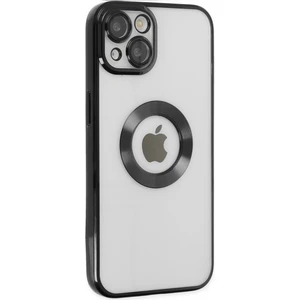 Apple iPhone 14 Plus Kılıf Logo Yeri Açık Metalik Kılıf Şeffaf Silikon