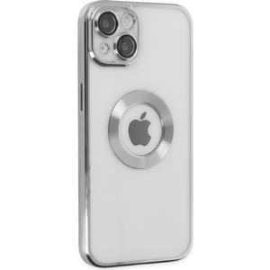 Apple iPhone 14 Plus Kılıf Logo Yeri Açık Metalik Kılıf Şeffaf Silikon