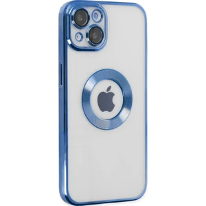 Apple iPhone 14 Plus Kılıf Logo Yeri Açık Metalik Kılıf Şeffaf Silikon