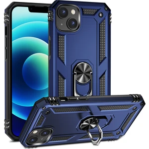 iPhone 15 Kılıf Mıknatıslı Telefon Tutucu Yüzük ve Stant Özellikli Darbelere Full Korumalı