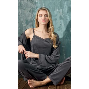 Kadın 3 Lü Kadife Füme Pijama Takımı C1T3N402-1