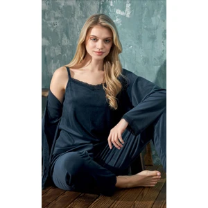 Kadın 3 Lü Kadife Lacivert Pijama Takımı C1T3N402-1