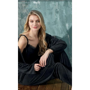 Kadın 3 Lü Kadife Siyah Pijama Takımı C1T3N402-1