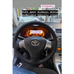 Toyota Corolla -Auris 2009 Uyumlu Spor Noktalı Desen Siyah Dikiş Direksiyon Kılıfı