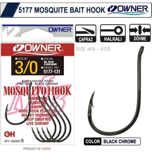 5177 Mosquito Hook Black Chrome Japon Sinek Iğne Balıkmarketim