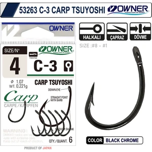 53263-50923 C-3 Carp Tsuyoshi Black Chrome Japon Sazan Iğnesi Balıkmarketim