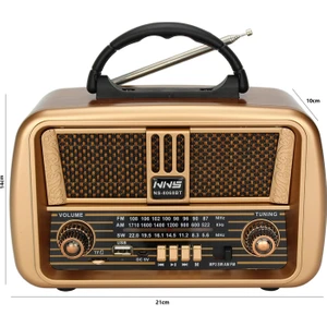 Radyo Nostalji Şarjlı Pilli Bt/usb/sd/fm Nns NS-8068BT