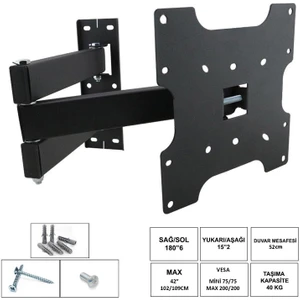 LCD Askı Aparatı Hareketli Üç Kollu 42-49 106-124CM UFİX-42KH