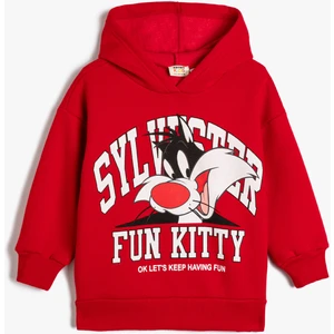 Sylvester Kapşonlu Sweatshirt Lisanslı Uzun Kollu Şardonlu