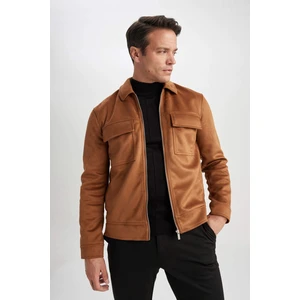 Slim Fit Polo Yaka Süet Mont Y5362AZ23AU