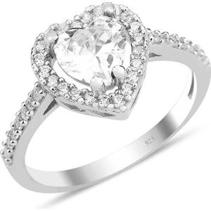 Söğütlü Silver Işıklı Kutuda Gümüş Rodyumlu Zirkon Taşlı Pırlanta Montürlü Kalp Modeli Yüzük SGTL12296RODAJ