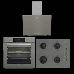 Yeni Model Gri Buhar Destekli Cam Ankastre Set