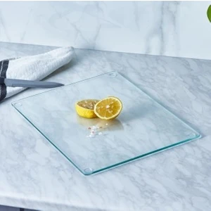 VIP Gross Şeffaf Temperli Cam Kesme Tahtası Çizilmeye Isıya Kırılmaya Dayanıklı 25 x 35 cm